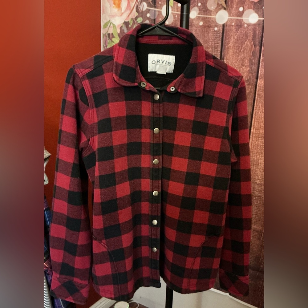 Orvis Women's Black and Red Checkered Utility Jacket